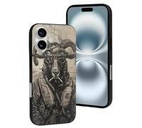 VOSERY Compatible with iPhone 16 Case - Cute Vintage Ram Pilot Soft Silicone Case Compatible with iPhone 16 Phone Case for Women Men Black
