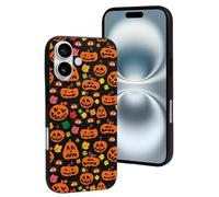 VOSERY Compatible with iPhone 16 Case, Halloween Spiders Pumpkins Soft Protection Case Compatible with iPhone 16 Phone Case for Women Men 6.1 Inch Black