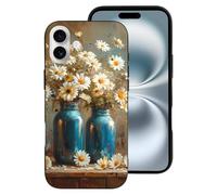 VOSERY Compatible with iPhone 16 Plus Case - Fashion Soft Rustic Daisy Mason Jars Phone Case Cute Compatible with iPhone 16 Plus Cases for Women & Men