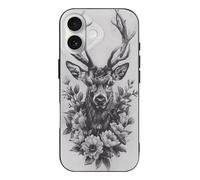VOSERY Compatible with iPhone 17 Case Slim Rugged 6.3 Inch - TPU Monochrome Deer Floral Pattern Cover Compatible with iPhone 17 Phone Case Thin for Women Men, Anti-Scratch Shockproof