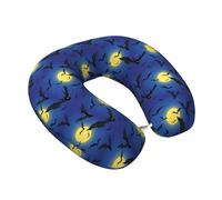 VOSERY Cool Bats Blue Night Starry Sky Travel Pillow Memory Foam Neck Pillow, Comfortable Travel Neck Pillow U Shape, Travel Neck Pillow for Sleeping, Airplane Traveling, Car, Home, Office