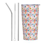 VOSERY Floral Ditsy Cute Tumbler with Lid and Straw, 20 Oz Stainless Steel Insulated Tumbler Water Bottle Cup, Travel Coffee Mug Personalized Tumbler
