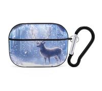 VOSERY Forest Snowy Snowflake Deer Compatible with Airpods Pro Case - Cute Case Compatible with Airpods Pro 2 Case, PC Case Compatible with Airpods Pro 2nd Generation Case with Keychain