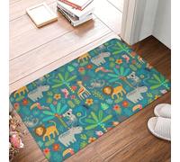 VOSERY Front Door Mat Indoor Outdoor Outside Entrance - 16 * 24in Washable Jungle Animals Colorful Thin Bathroom Rugs Fit Under Door, Kitchen Rugs Mats for Floor, Bath Rugs for Bathroom