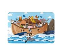 VOSERY Front Door Mat Indoor Outdoor Outside Entrance - Animals on Noah's Ark Floating 16 * 24in Washable Thin Bathroom Rugs Fit Under Door, Kitchen Rugs Mats for Floor, Bath Rugs for Bathroom