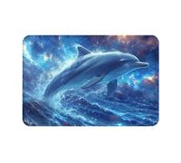 VOSERY Front Door Mat Indoor Outdoor Outside Entrance - Beautiful Ocean Dolphin 16 * 24in Washable Thin Bathroom Rugs Fit Under Door, Kitchen Rugs Mats for Floor, Bath Rugs for Bathroom