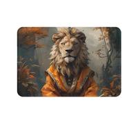 VOSERY Front Door Mat Indoor Outdoor Outside Entrance - Jungle Meditating Lion 16 * 24in Washable Thin Bathroom Rugs Fit Under Door, Kitchen Rugs Mats for Floor, Bath Rugs for Bathroom