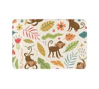 VOSERY Front Door Mat Indoor Outdoor Outside Entrance - Monkeys in The Jungle 16 * 24in Washable Thin Bathroom Rugs Fit Under Door, Kitchen Rugs Mats for Floor, Bath Rugs for Bathroom