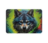 VOSERY Front Door Mat Indoor Outdoor Outside Entrance - Realistic Style Wolf Warrior 16 * 24in Washable Thin Bathroom Rugs Fit Under Door, Kitchen Rugs Mats for Floor, Bath Rugs for Bathroom