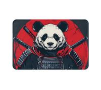 VOSERY Front Door Mat Indoor Outdoor Outside Entrance - Red Black Eastern Panda Warrior 16 * 24in Washable Thin Bathroom Rugs Fit Under Door, Kitchen Rugs Mats for Floor, Bath Rugs for Bathroom