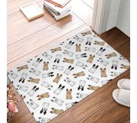 VOSERY Front Door Mat Indoor Outside Entrance - Cute Funny French Bulldog Front Door Mat Easy Clean 16x24in, All-Season Doormat Outdoor Entrance Patio Rug