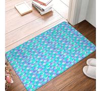 VOSERY Front Door Mat Indoor Outside Entrance - Pearl Purple Blue Fish Scales Front Door Mat Easy Clean 16x24in, All-Season Doormat Outdoor Entrance Patio Rug