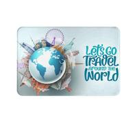 Vosery Front Door Mat Outside Entrance - Living Room Rug, Let's Go Travel Around The World Kitchen Rugs, Rugs for Bedroom Living Room 16x24 Inches