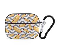 VOSERY Hot Dog Print Wave Gray Compatible with Airpods Pro Case - Cute Case Compatible with Airpods Pro 2 Case, PC Case Compatible with Airpods Pro 2nd Generation Case with Keychain