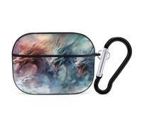 VOSERY Ink Style Wave Dragon Compatible with Airpods Pro Case - Cute Case Compatible with Airpods Pro 2 Case, PC Case Compatible with Airpods Pro 2nd Generation Case with Keychain