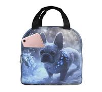 VOSERY Insulated Lunch Bag Women Men - Snowy Cute French Bulldog Cute Lunch Box for Women Men, Reusable Insulated Leakproof Thermal Lunch Tote, Lunch Containers for Travel Work School Picnic Outdoor