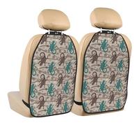 VOSERY Kick Mats with Backseat Car Organizer 2 Pack - Artsy Cute Gecko Lizard Adjustable Car Seat Organizer Backseat for Back Seat Protector, Waterproof Seat Back Protector for Universal Car