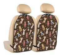 VOSERY Kick Mats with Backseat Car Organizer 2 Pack - Artsy Cute Painted Cats Adjustable Car Seat Organizer Backseat for Back Seat Protector, Waterproof Seat Back Protector for Universal Car
