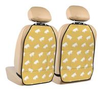 VOSERY Kick Mats with Backseat Car Organizer 2 Pack - Artsy Cute Pig Yellow Adjustable Car Seat Organizer Backseat for Back Seat Protector, Waterproof Seat Back Protector for Universal Car