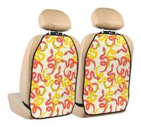 VOSERY Kick Mats with Backseat Car Organizer 2 Pack - Artsy Painted Snake Red Yellow Adjustable Car Seat Organizer Backseat for Back Seat Protector, Waterproof Seat Back Protector for Universal Car