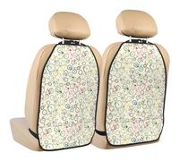 VOSERY Kick Mats with Backseat Car Organizer 2 Pack - Bike Cheerful Pattern Adjustable Car Seat Organizer Backseat for Back Seat Protector, Waterproof Seat Back Protector for Universal Car