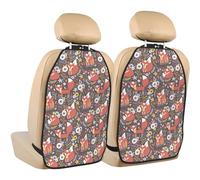 VOSERY Kick Mats with Backseat Car Organizer 2 Pack - Foxes Adjustable Car Seat Organizer Backseat for Back Seat Protector, Waterproof Seat Back Protector for Universal Car