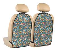 VOSERY Kick Mats with Backseat Car Organizer 2 Pack - Foxes and Birds in Forest Adjustable Car Seat Organizer Backseat for Back Seat Protector, Waterproof Seat Back Protector for Universal Car