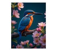 VOSERY Kingfisher Blossoms Nature Scene Diamond Art Kits for Adults - DIY 5D Full Drill Diamond Painting for Home Wall Decor, Frameless Diamond Painting Kits for Adults Beginner