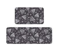 Vosery Kitchen Mats for Floor 2 Piece, Stylish Anti Fatigue Mats for Kitchen Floor, Cute Retro Pizza Kitchen Rugs Non Slip Washable for Bedroom Bathroom Home Kitchen Decor