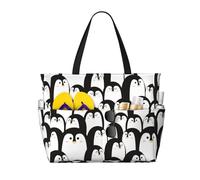 VOSERY Large Beach Bags Waterproof Sandproof - Cartoon penguin Cute Beach Tote Bags for Women with Zipper