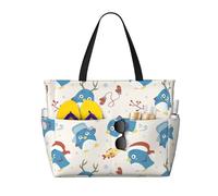 VOSERY Large Beach Bags Waterproof Sandproof - Cute cartoon penguin Cute Beach Tote Bags for Women with Zipper