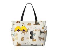 VOSERY Large Beach Bags Waterproof Sandproof - Dogs Funny Pets A Cute Beach Tote Bags for Women with Zipper