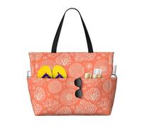 VOSERY Large Beach Bags Waterproof Sandproof - he Marine Theme With Corals Cute Beach Tote Bags for Women with Zipper