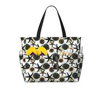 VOSERY Large Beach Bags Waterproof Sandproof - Sea urchin Cute Beach Tote Bags for Women with Zipper