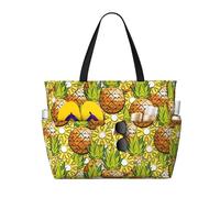 VOSERY Large Beach Bags Waterproof Sandproof - Tropical Summer Fruit Cute Beach Tote Bags for Women with Zipper