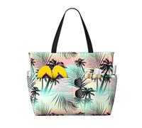 VOSERY Large Beach Bags Waterproof Sandproof - Tropical Summer Palm Cute Beach Tote Bags for Women with Zipper
