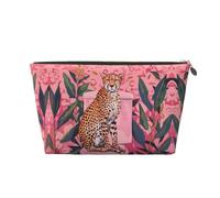 VOSERY Leather Makeup Bag, Cosmetic Bags Travel Toiletry Bag for Women, Cheetah On Toilet Humor Art Makeup Bag Organizer, Cute Makeup Pouch, Waterproof Make up Bag