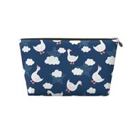 VOSERY Leather Makeup Bag, Cosmetic Bags Travel Toiletry Bag for Women, Cute Goose On Blue Sky Makeup Bag Organizer, Cute Makeup Pouch, Waterproof Make up Bag