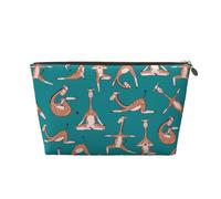 VOSERY Leather Makeup Bag, Cosmetic Bags Travel Toiletry Bag for Women, Giraffes Doing Various Yoga Makeup Bag Organizer, Cute Makeup Pouch, Waterproof Make up Bag