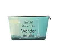 VOSERY Leather Makeup Bag, Cosmetic Bags Travel Toiletry Bag for Women, Not All Those Who Wander Are Lost1 Makeup Bag Organizer, Cute Makeup Pouch, Waterproof Make up Bag