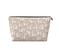 VOSERY Leather Makeup Bag, Cosmetic Bags Travel Toiletry Bag for Women, White Goose Makeup Bag Organizer, Cute Makeup Pouch, Waterproof Make up Bag