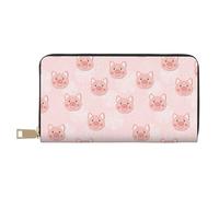 VOSERY Leather Thin Slim Wallets for Women Men - Artistic Cute Pig Pink Clutch Wallet for Women Men with Zipper