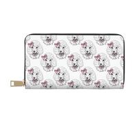 VOSERY Leather Thin Slim Wallets for Women Men - Artistic Cute Poodle Dog Pink_B Clutch Wallet for Women Men with Zipper