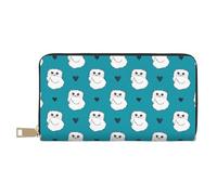 VOSERY Leather Thin Slim Wallets for Women Men - Artistic Line White Cute Cat Heart Clutch Wallet for Women Men with Zipper