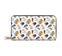 VOSERY Leather Thin Slim Wallets for Women Men - Artistic Painted Cute Cartoon Cat Clutch Wallet for Women Men with Zipper