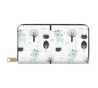 VOSERY Leather Thin Slim Wallets for Women Men - Bohemian Cute Deer Hedgehog Tree Clutch Wallet for Women Men with Zipper