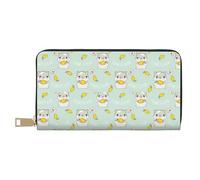 VOSERY Leather Thin Slim Wallets for Women Men - Cartoon Cute Hamster Mango Green Clutch Wallet for Women Men with Zipper