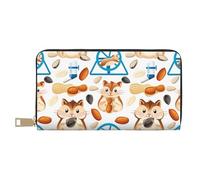 VOSERY Leather Thin Slim Wallets for Women Men - Cartoon Cute Hamster Nut Peanut Clutch Wallet for Women Men with Zipper