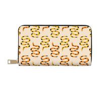 VOSERY Leather Thin Slim Wallets for Women Men - Cartoon Cute Snake Yellow Dots Clutch Wallet for Women Men with Zipper