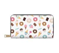 VOSERY Leather Thin Slim Wallets for Women Men - Cartoon Donut Ice Cream Candy Clutch Wallet for Women Men with Zipper